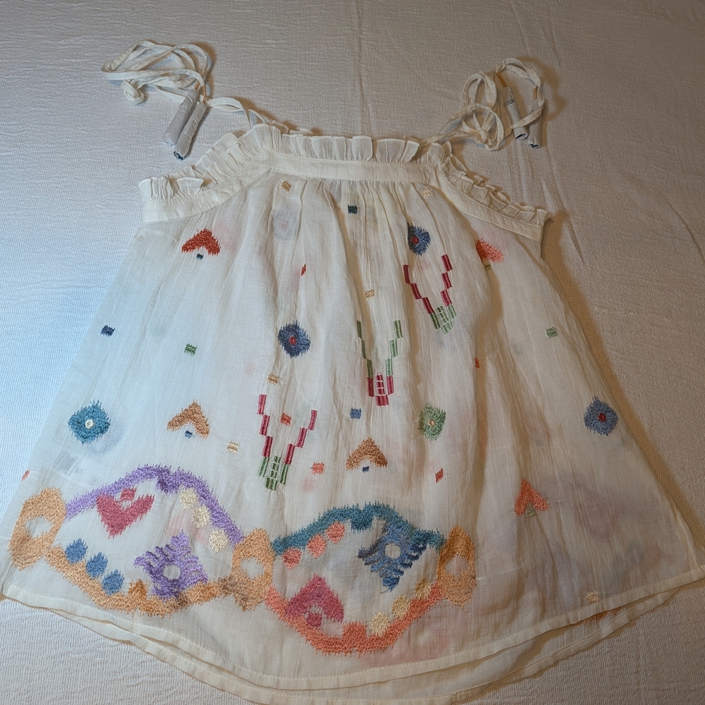 Monsoon Ivory Blouse with Multicolor Embroidery